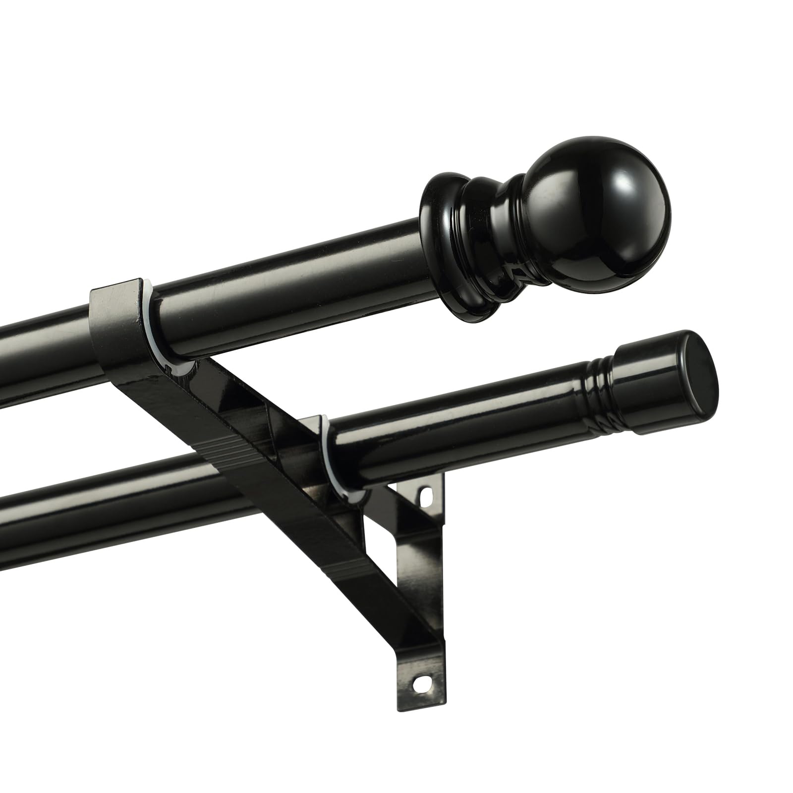 TEMU Double Blackout Curtain Rod - Heavy Duty Iron Construction With Adjustable Sections & Brackets, 1 Inch Diameter Dual Rod System For Light