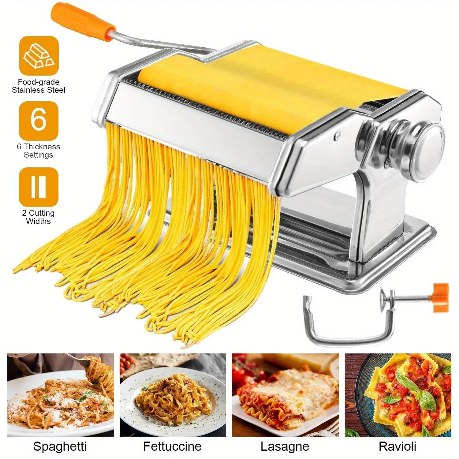 easy clean versatile manual pasta maker adjustable thickness   homemade noodles dumplings ravioli details 1