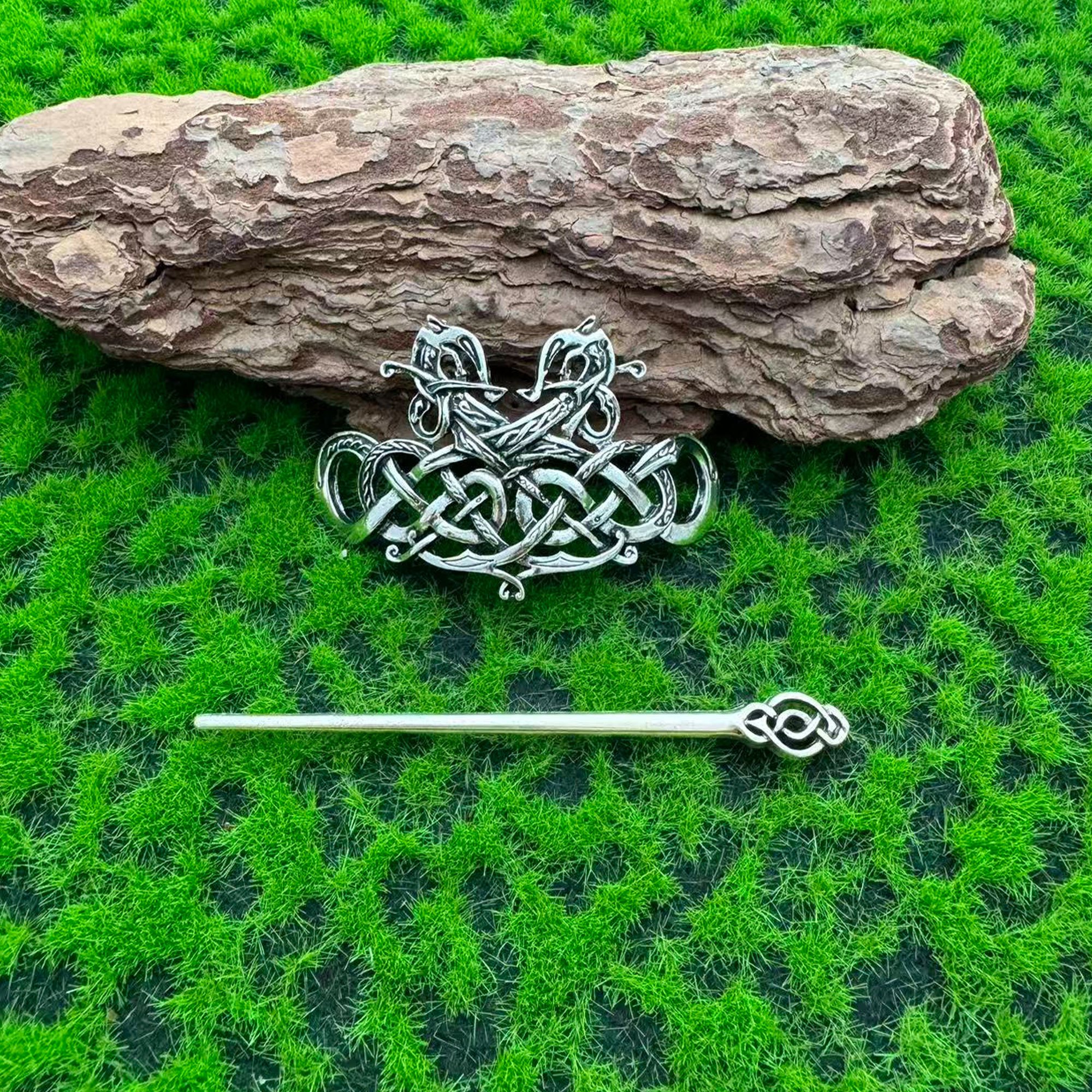 Viking Vintage Double Dragon Celtic Knot Hairpin