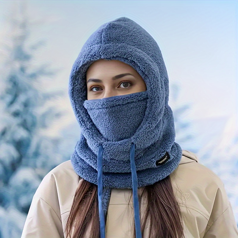 1pc Winter Hooded Scarf Hooded Cowl, Knit Balaclava, Hooded Scarf, Fleece Hood Scarf  main image 2