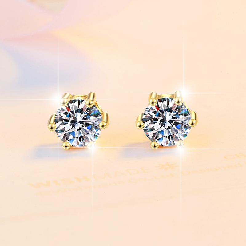 Women's Sparkling 925 Silver Moissanite Stud Earrings