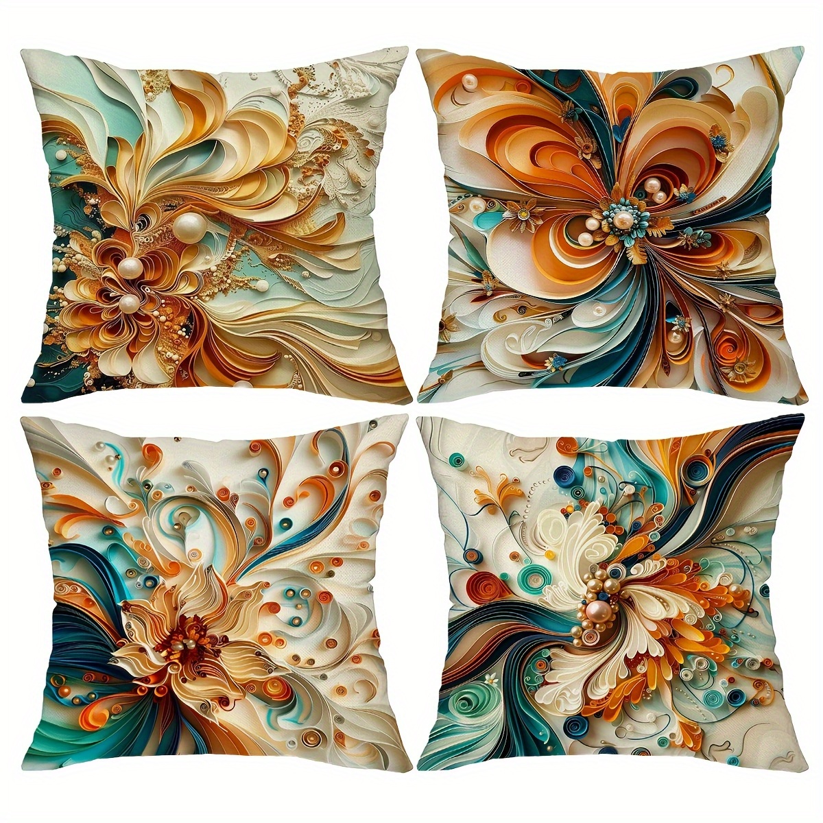 4pcsset short plush whimsical pattern pillowcase double sided printed   cushion cover classic art home decor pillowcase suitable for cottage living room bedroom sofa porch patio outdoor pillow insert no14x14 16x16 18x18 20x20inch Product details 2