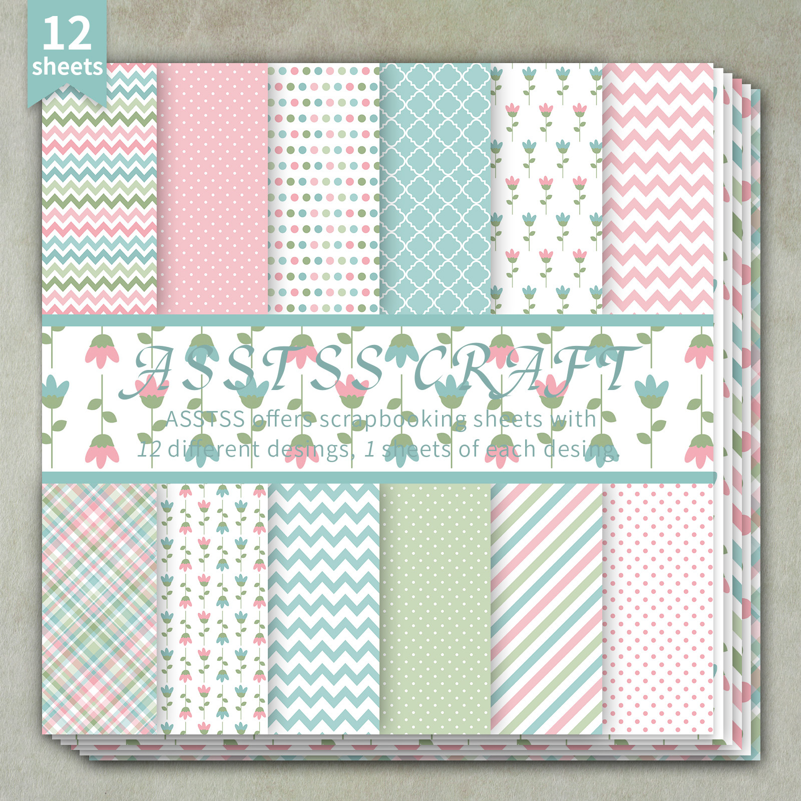 TEMU 12-sheet Asstss Heavyweight Scrapbooking Paper Pad Suitable For Journaling, Collage Art & Cardmaking - & Geometric Backing Sheets, 6"x6"