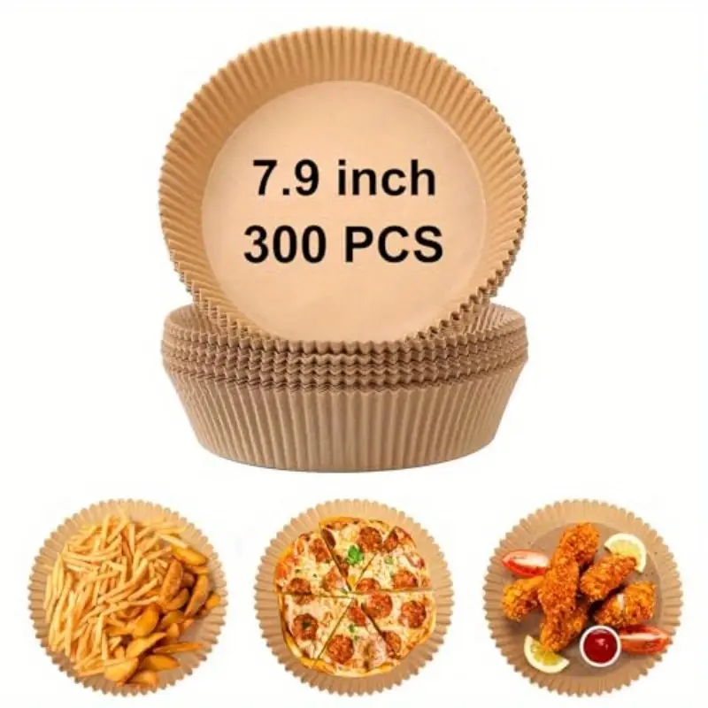 300pcs 7. 9 inch round air fryer baking paper liners nonstick parchment paper liners for 58qt airfryer microwave oven frying pan, air fryer liners, air fryer paper liners, air fryer liners disposable, disposable air fryer liners, air fryer liners non stick, kitchen essentials, cooking liners, nonstick surface, round sheets, heatresistant liners, material, baking sheets, ovensafe liners, meal preppers, home cooks Product details 1