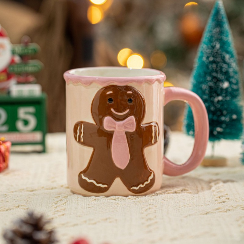 Cute Gingerbread For Man Ceramic Coffee Mug - Microwave & Dishwasher Safe Christmas Tea & Cup With Icing Details, Hot Beverage Vessel For &, Holiday Gift