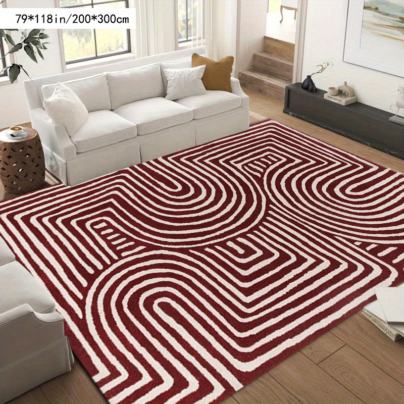 TEMU 1pc Modern Minimalist Patterned Rug With Soft Plush And Dotted Plastic Bottom, Upgraded Soft Area Carpet, Suitable For Living Room, Bedroom,