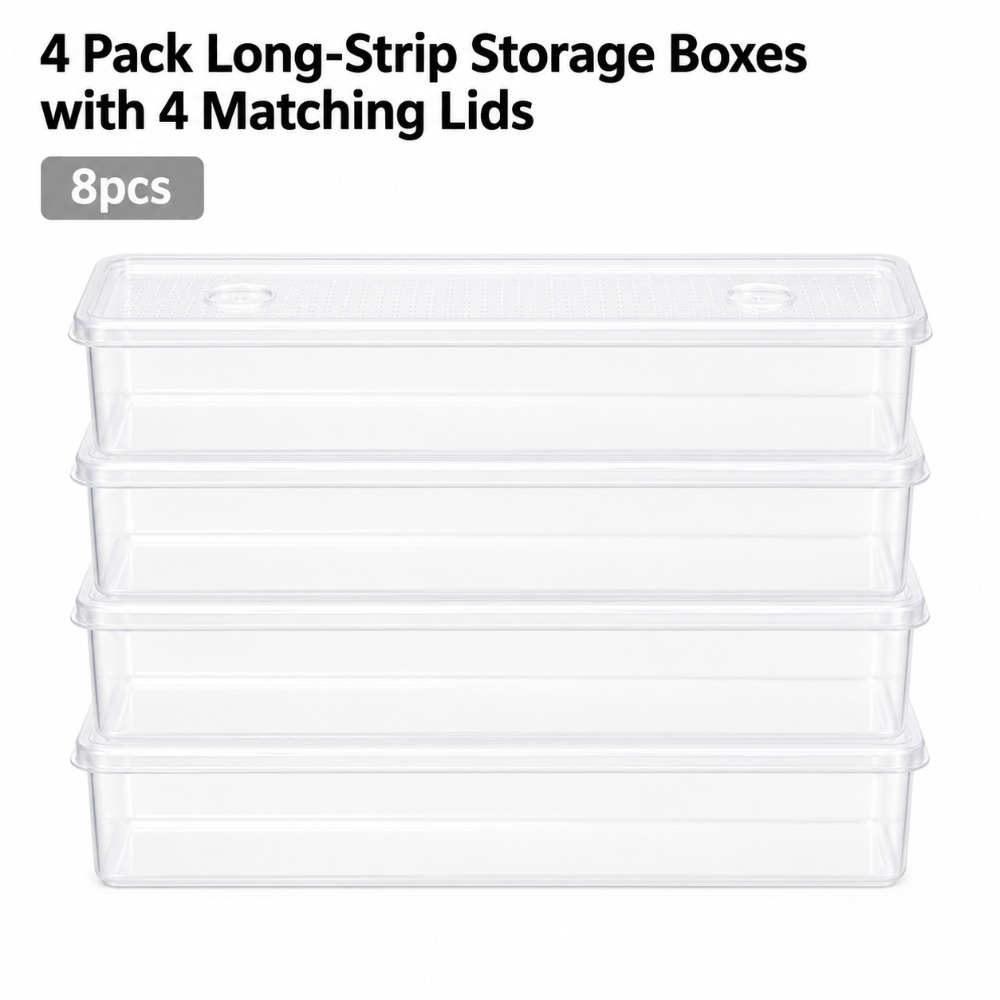 8pcs Transparent Food Storage Containers With Airtight Lids (4 Containers + 4 Lids) - Ideal For Fruits, Vegetables, Pasta, Meat, And More Kitchen Organization - Microwave Safe