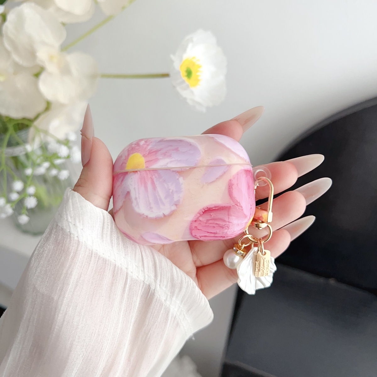 TEMU Pink Earphone Case Shell Pendant Cover Imd Anti-drop Case Suitable For Airpods 1/2/3/4 Pro Earphone Bag