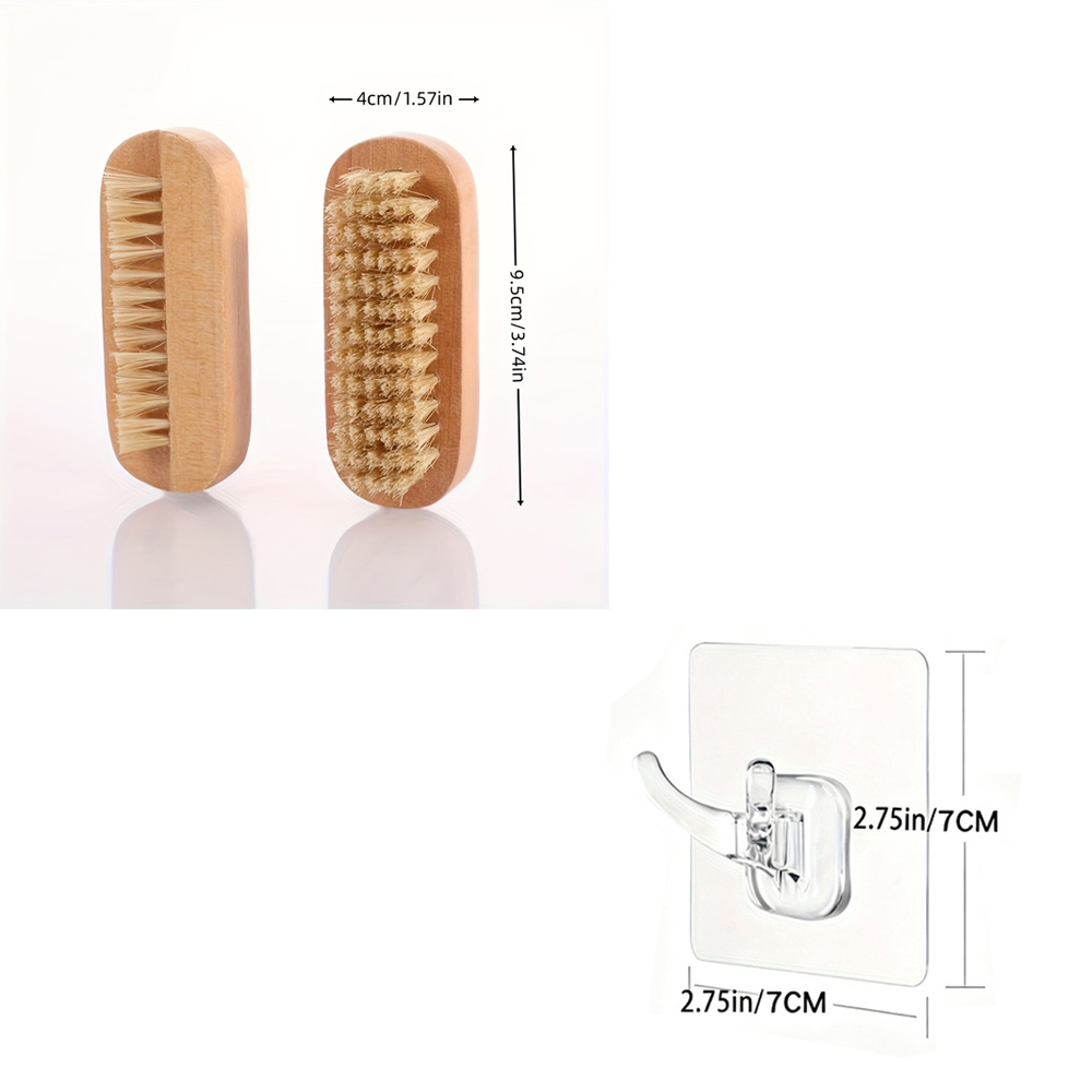 2pcs Double-Sided Nail Brush Set with Adhesive Hook