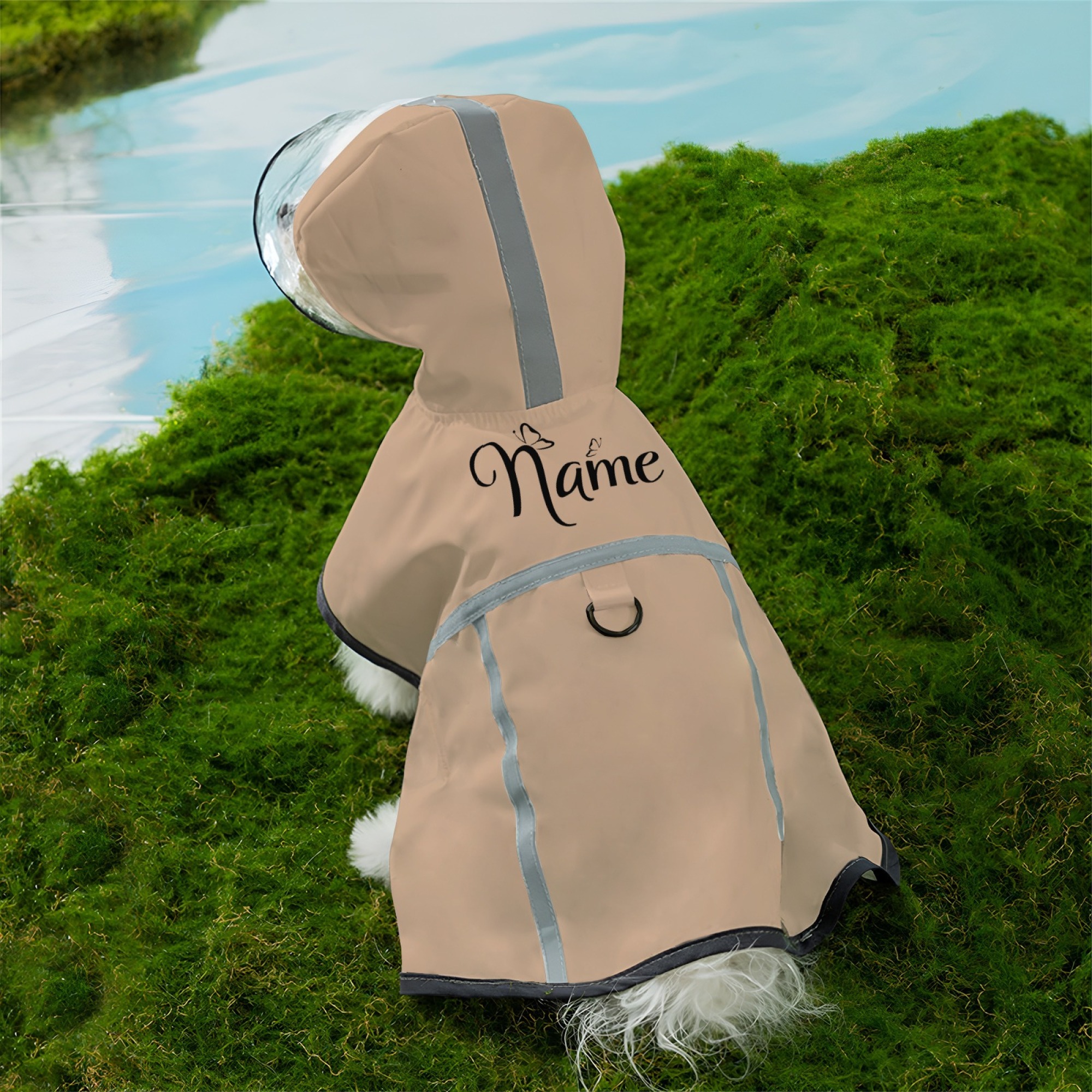 TEMU Customized Pet Raincoat With Personalized Text, Lightweight And Suitable For . Features And Breathable Performance, Ideal For All Dog Breeds.