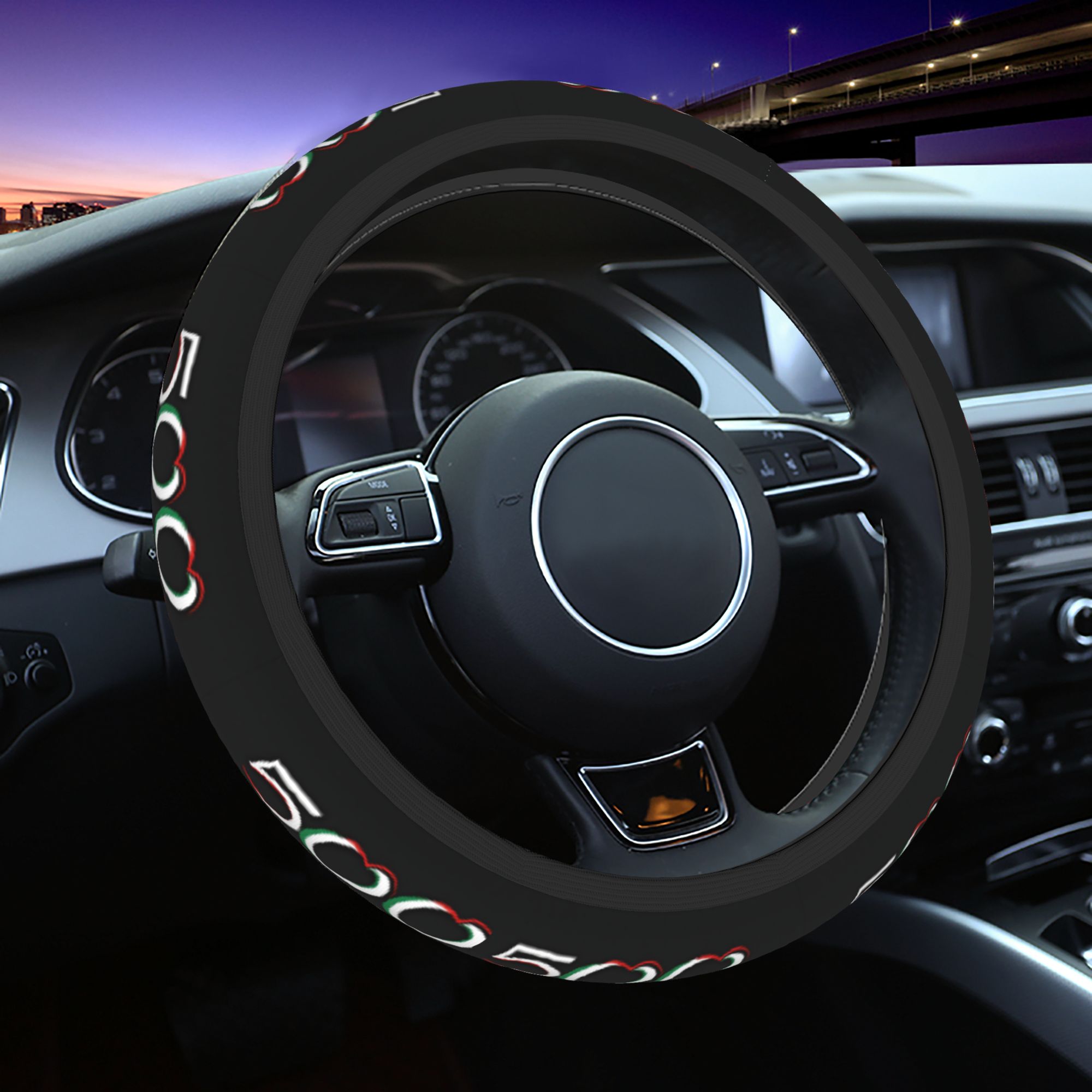 TEMU 1pc Universal Durable Steering Wheel Cover "500 Italia: A Fusion Of Italian Heritage And " For Valentine's Day, Easter, New Year, And Birthday
