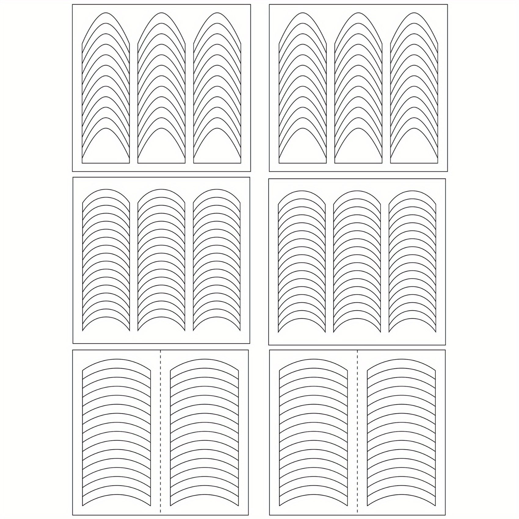 Image of 6 Sheets 228pcs French Manicure Nail Art Stickers, 3 Designs Self-adhesive Nail Tips Guides For Decoration Stencil Tools (3 Moon Shape Design, 6 Sheets)