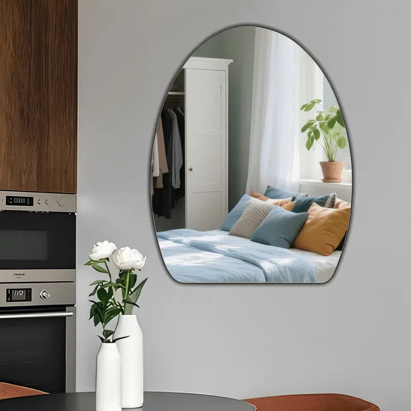 Modern Self-Adhesive Acrylic Oval Wall Mirror, Flexible Decor