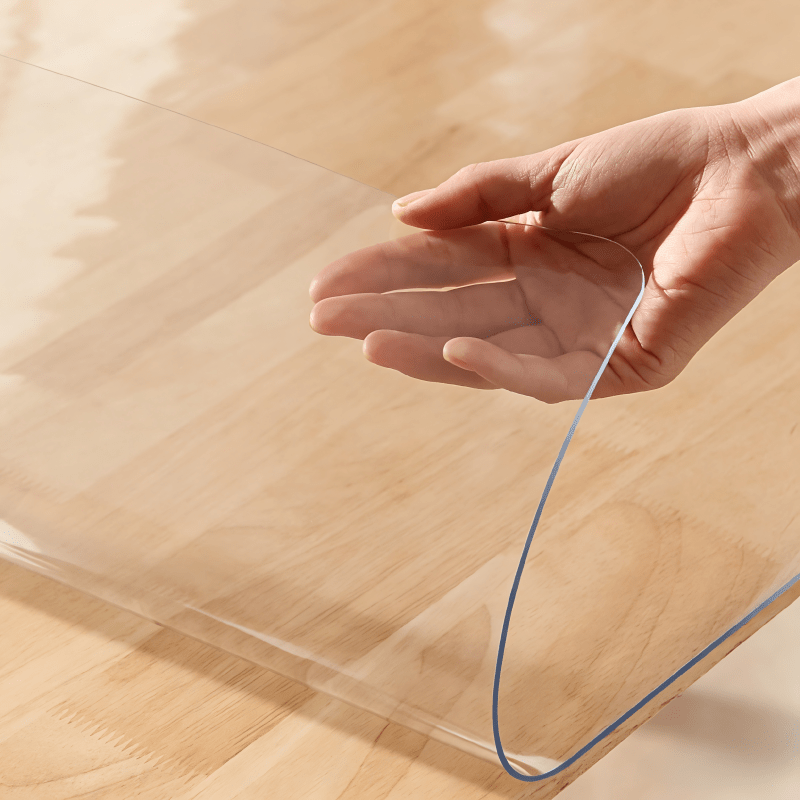TEMU Transparent Plastic Dining Table Protector, Pvc Vinyl Heat-resistant Tablecloth, Suitable For Wooden Furniture Tabletop Protection, Anti-slip
