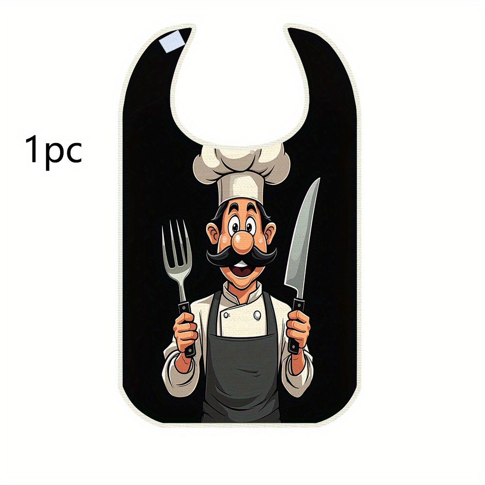 1pc/2pcs Adult Apron With Chef Cartoon Print, Dining Apron, Durable And Comfortable For Adults, Protective, Perfect For Restaurants, Parties, And Home Use