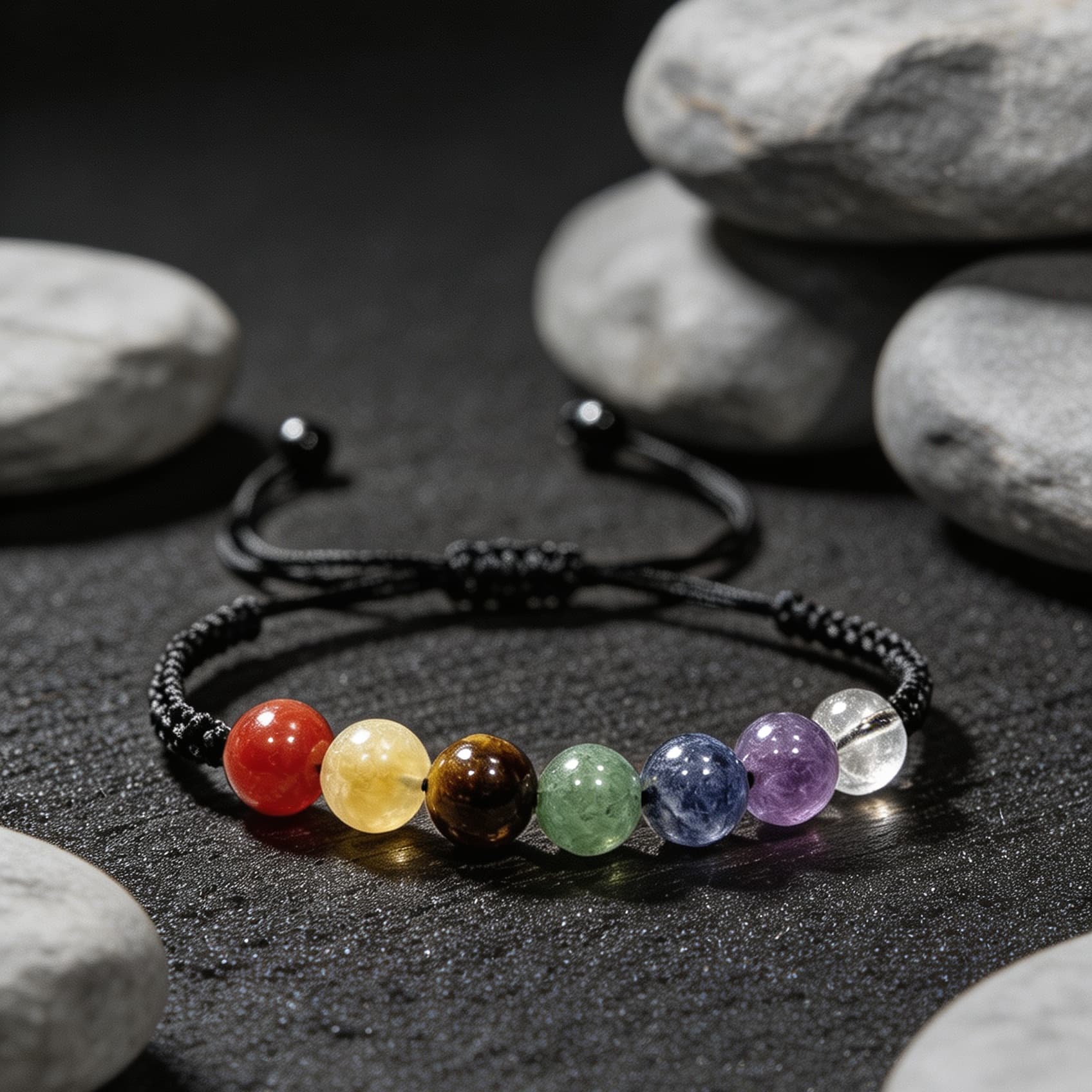 7-Color Chakra Beaded Bracelet, Adjustable for Men & Women