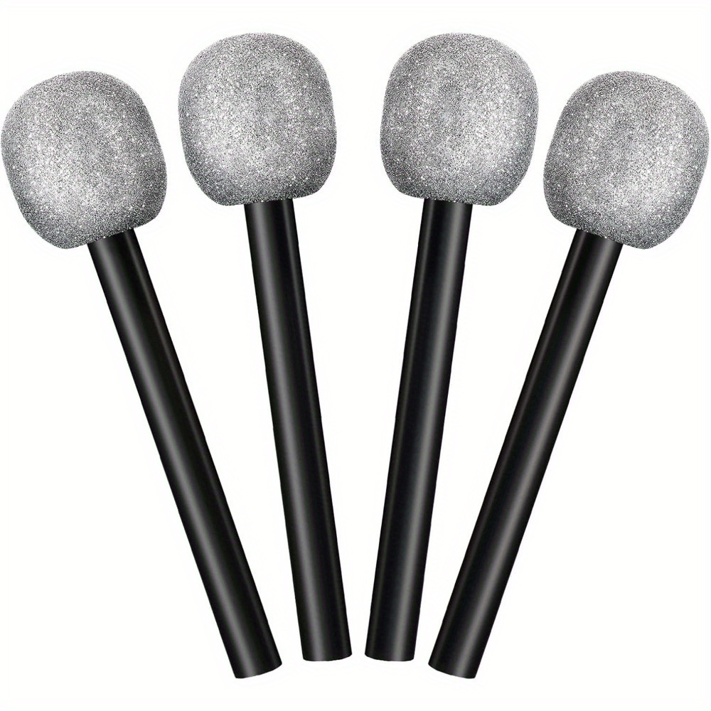 Image of 4 Fake Microphone Props, Glowing Microphone, Microphone Singing Supplies Rock Singer Halloween Plastic Glowing Microphone, Rock Star Props Suitable For Dance Party Performance Decoration