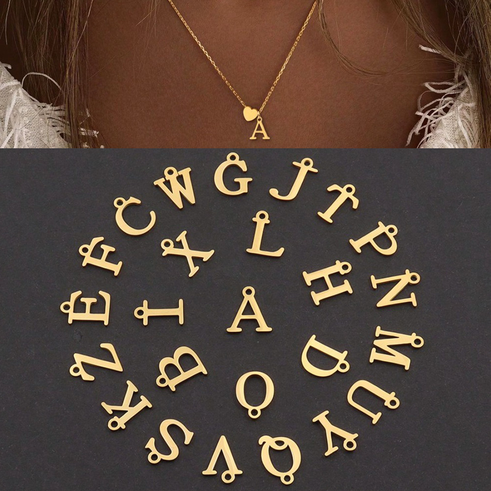 E-shop Damen Initial Herz Halskette - Vergoldeter Edelstahl, Buchstabe & Initial Herz Anhänger, Minimalistisches Alltagsgeschenk für Valentinstag,