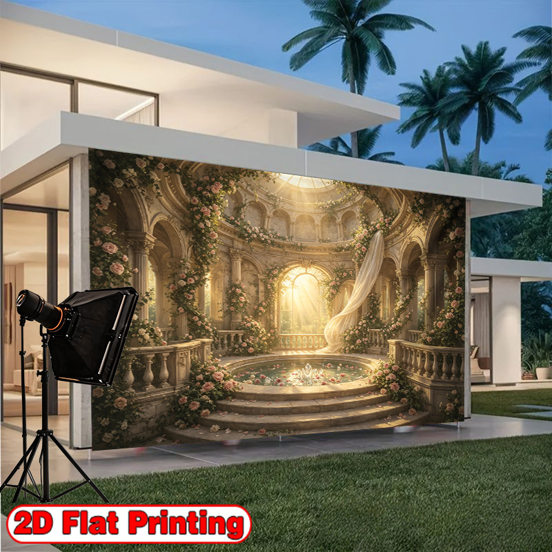 Golden Column Palace Hall Decor Theme Backdrop