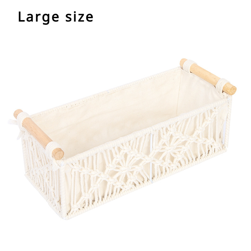 TEMU Bohemian Style Hand Woven Storage Basket - Desktop Storage Box, Miscellaneous Storage Basket - Suitable For Living Room, Bathroom, Kitchen