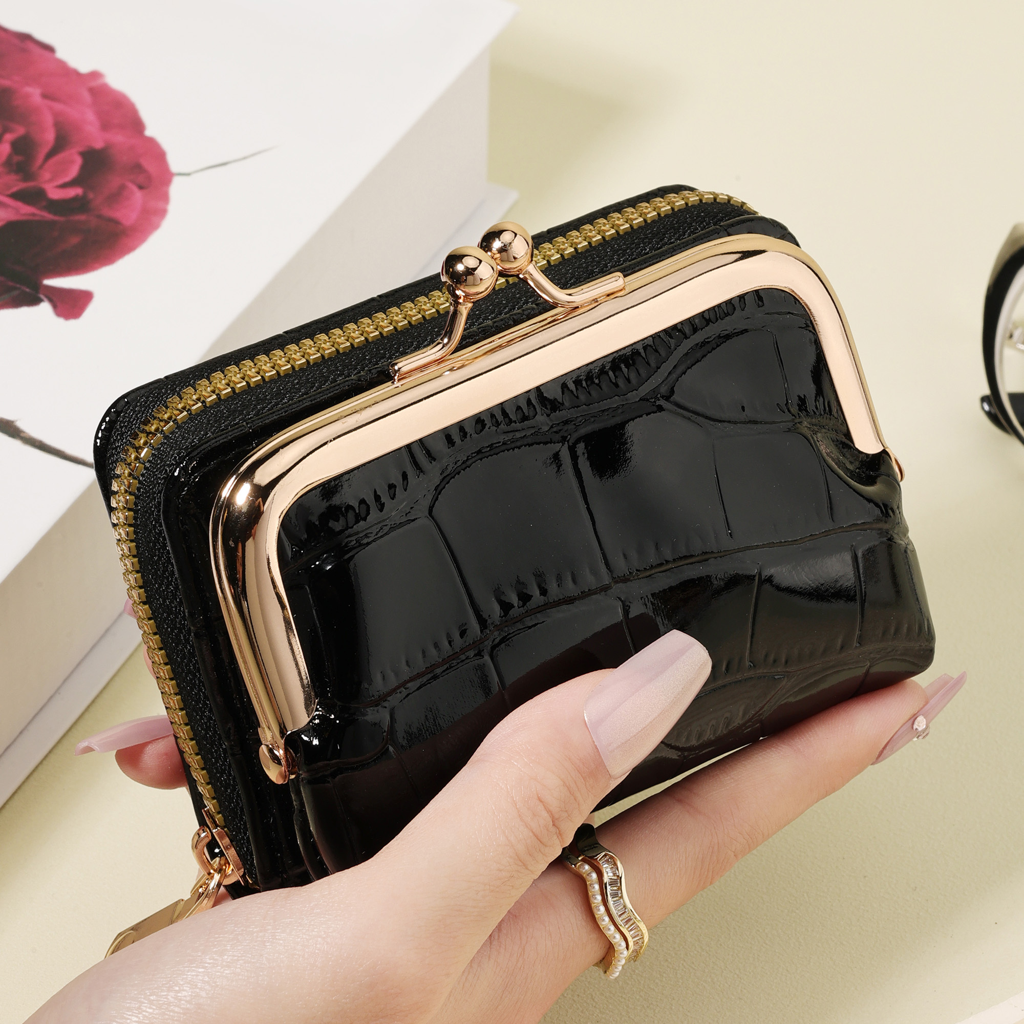 TEMU New Women's Wallet, Multi-card Slot Function Wallet, Elegant Folding Zipper Wallet For Women, Detachable Multifunctional Large Capacity Women's