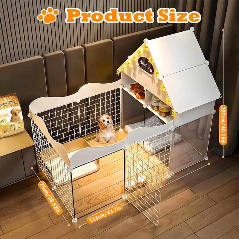 TEMU Household Pet Dog Dog Playpen House Kennel Indoor Small Dog Teddy Fence Isolation Door With Toilet Area Dog Crate Dog Villa