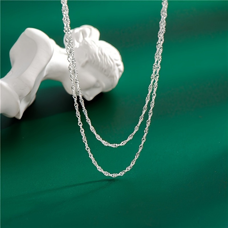 5pcs S925 Sterling Silver Water Ripple Chain Necklace Set