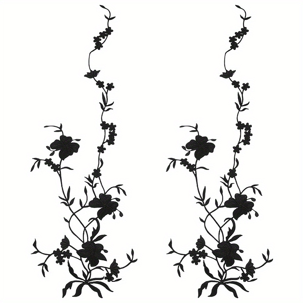 TEMU Set Of 2 Flower-shaped Fabric Embroidery Patches For Costumes, Suitable For Ironing Or Sewing. , Measuring 510x188x1mm, Perfect For Craft