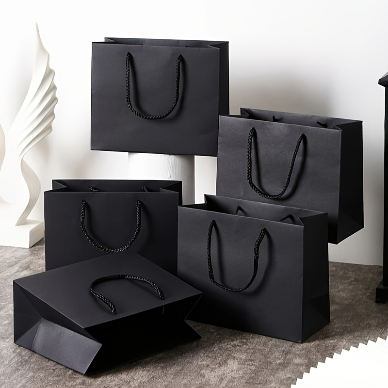 E-shop 5-teilige elegante Kraftpapier-Geschenktüten für Kleidung & Souvenirs – Vertikale Party-Favor-Tüten mit weißen oder schwarzen Bindeseilen,