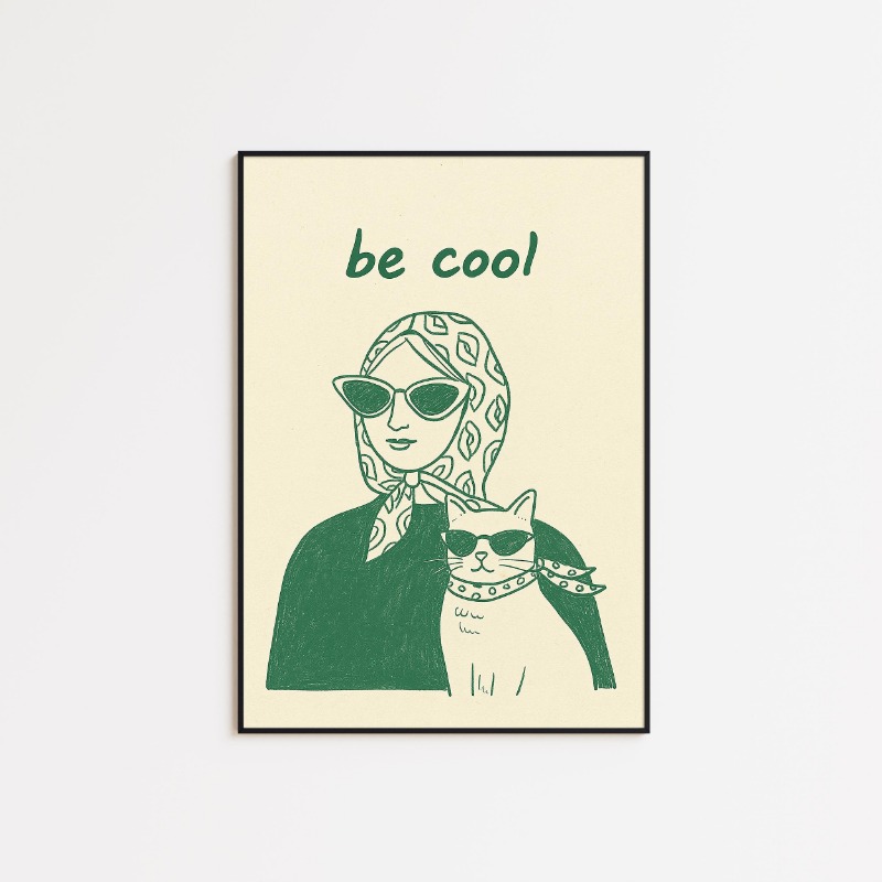 TEMU 2d Flat, 1pc 2d Flat "" Character Cat Art Poster, Vintage Line Art Print, Minimalist Wall Art, Unframed Canvas Print, Suitable For Multiple