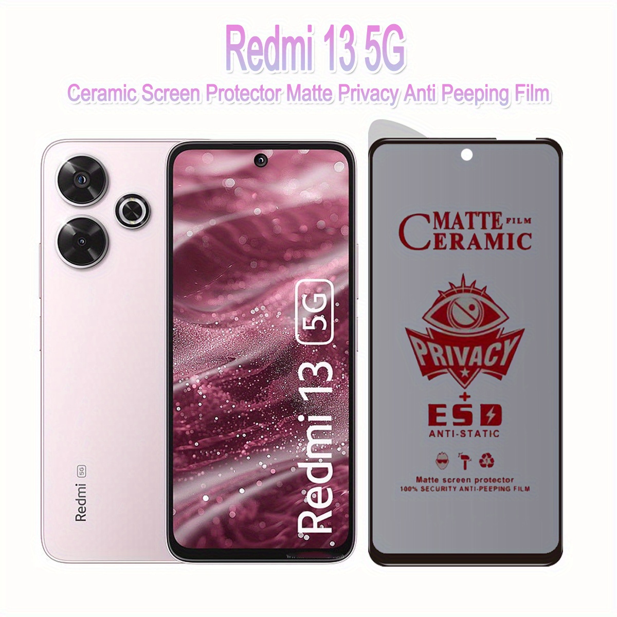 TEMU Para Xiaomi Redmi 13 4G 5G / Redmi 12 4G 12 5G Protector de Pantalla de Película de Cerámica Mate de Privacidad, No es Vidrio Templado