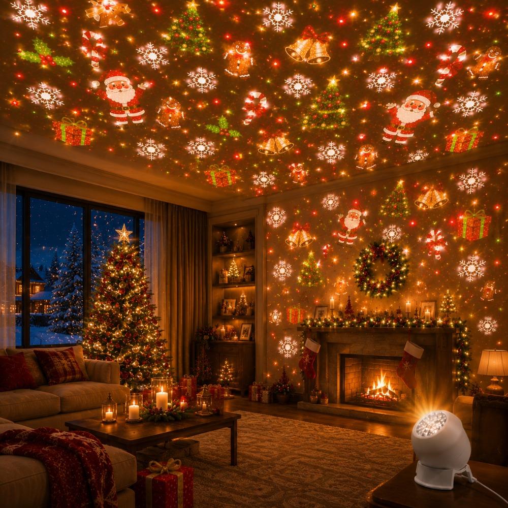TEMU Luz Nocturna de Proyección LED , Base Ajustable Multianular Giratoria 360°, Lámpara de Proyección en la Parte Superior de la Pared con de Árbol