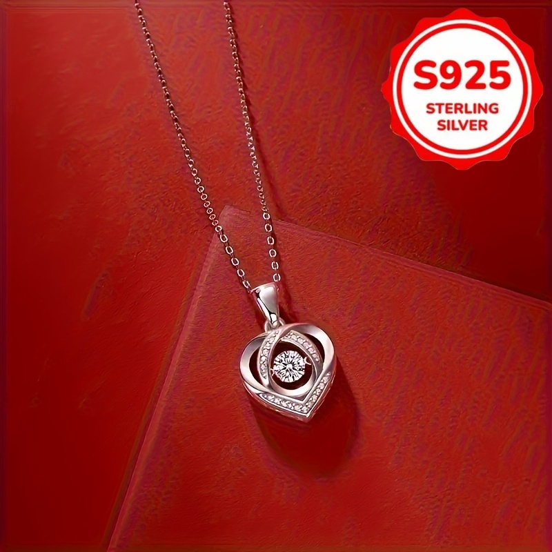 TEMU Collier en argent sterling S925, collier pendentif pour femmes, luxe tendance, cadeau de fiançailles pour la Saint-Valentin, cadeau