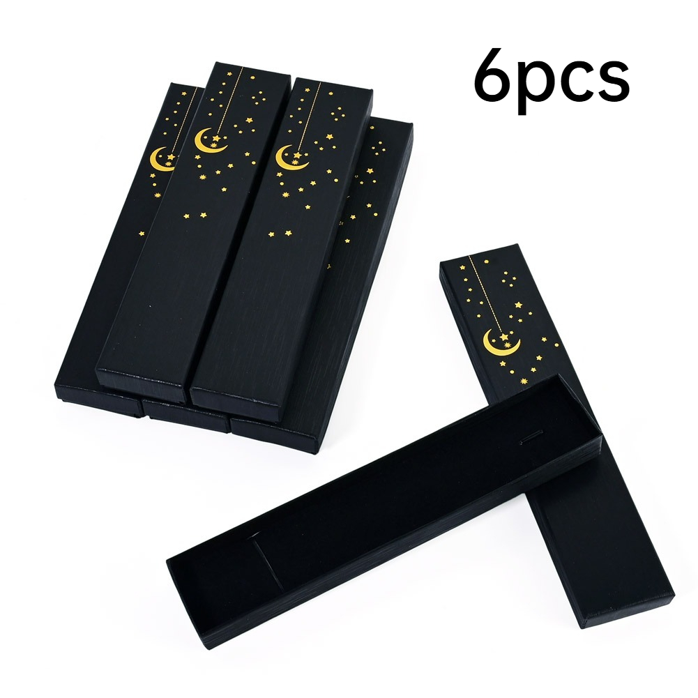 TEMU 6pcs Boîtes d'emballage pour de bijoux en carton imprimé avec et estampage doré, rectangle, blanc/noir, 21X4.5X2.1Cm, pour présentoir et