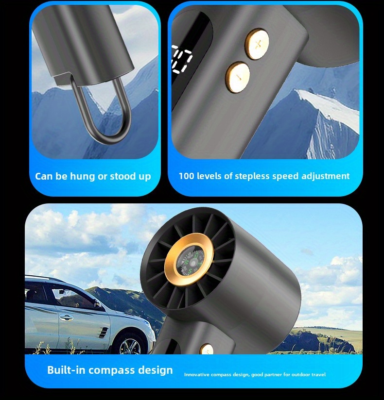 2025 New High-Speed Portable Handheld Fan, 1800mAh Long-Lasting Mini Outdoor Display Rechargeable Desk Fan