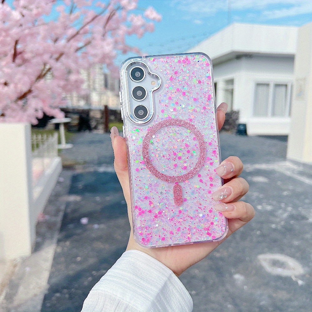 TEMU Phone Case: High End Luxury Shiny , Suitable For Series A55 A54 A35 A25 A16 A15 A06 4g Phone Case, Shockproof Transparent Shiny Strong Magnetic