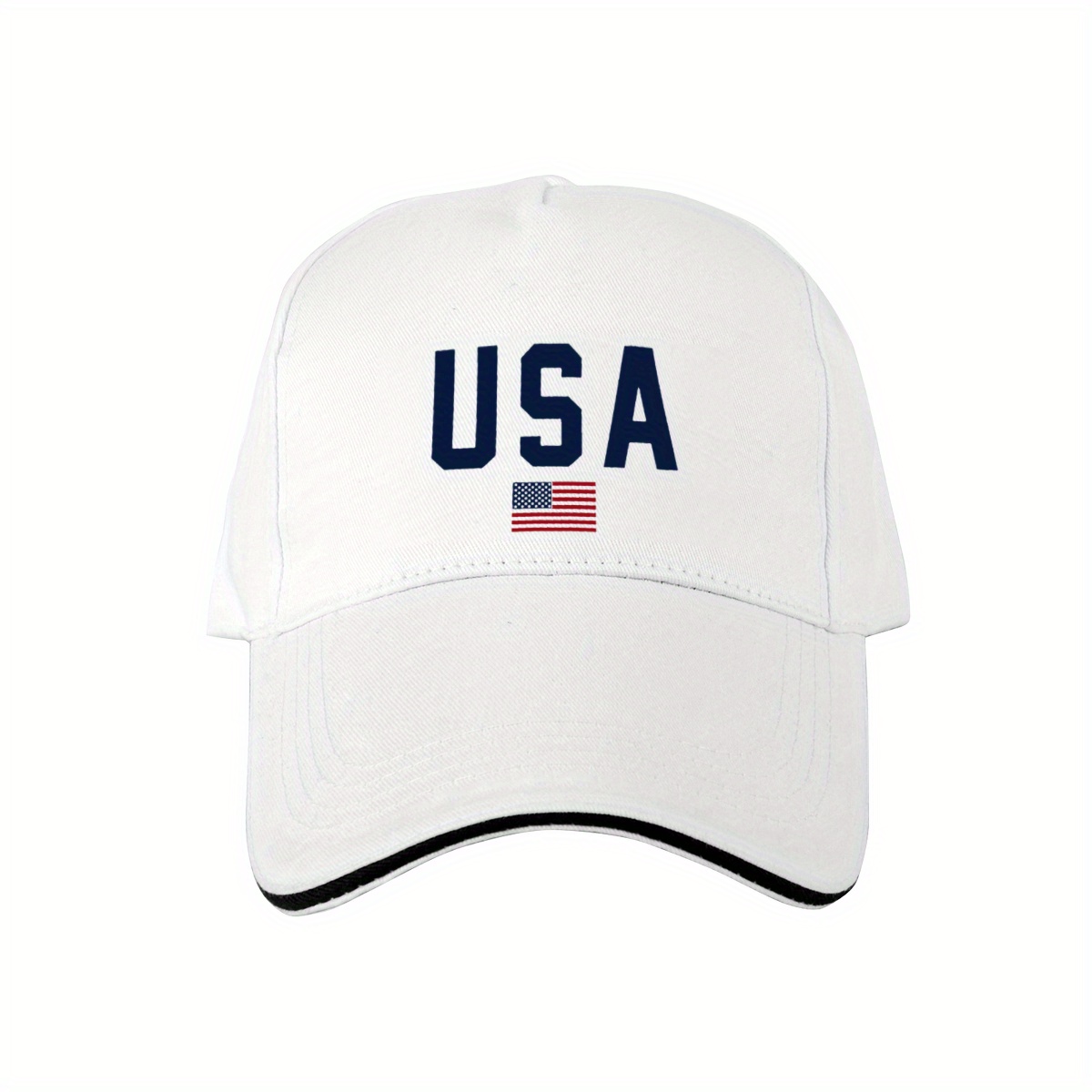 TEMU Usa Flag Baseball - White Casual Polyester Dad Hat With "usa" Design & American Flag - Seasonal Sports For Fishing, Camping, Hip Hop, Patriotic Clothing | | Polyester , Baseball Hat