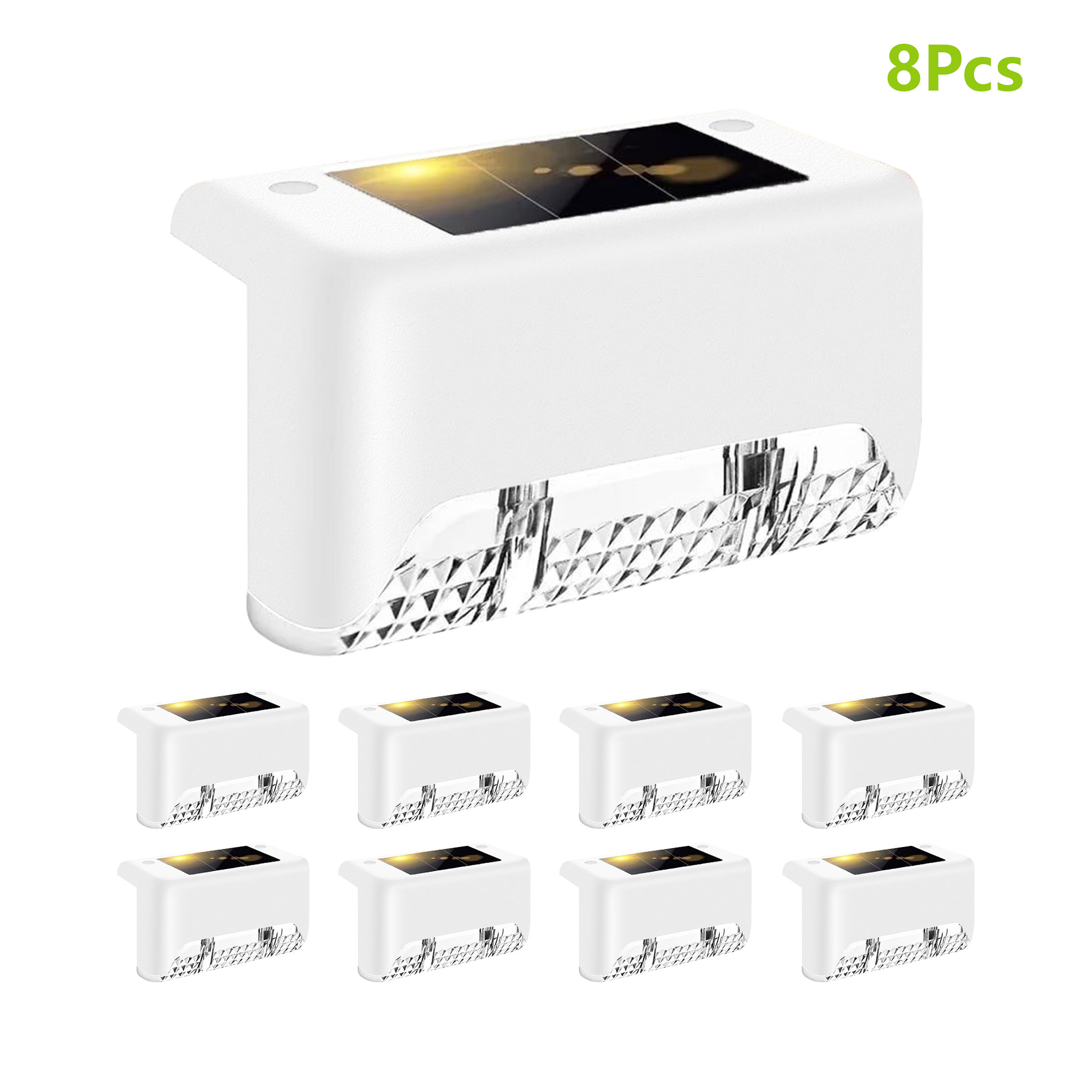 TEMU 8 Pack White Solar Deck Lights Outdoor, Ip44 Solar Step& Fence Lights, Auto , 12hr Lighting, Led Landscape Lights For Outdoor Stairs, Fence,