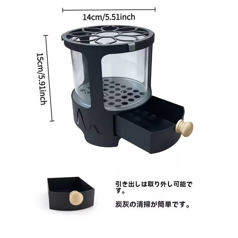 TEMU 【家庭用耐熱火鉢】お茶焚き用キャンプストーブ、小型屋外給湯器、キャンプ用暖房、耐熱ガラス製（観察用）