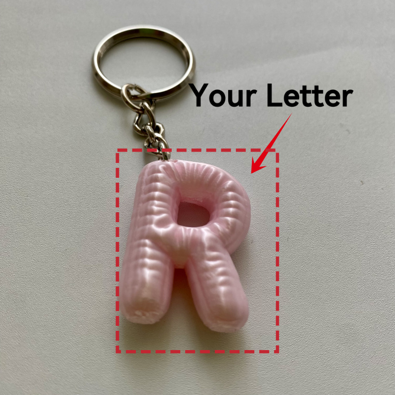 TEMU A Custom 3d Printed Keychain With An Enlarged Letter, Featuring A Pink Gloss Letter Pendant, Perfect For Couples' Initials, Suitable As A Gift