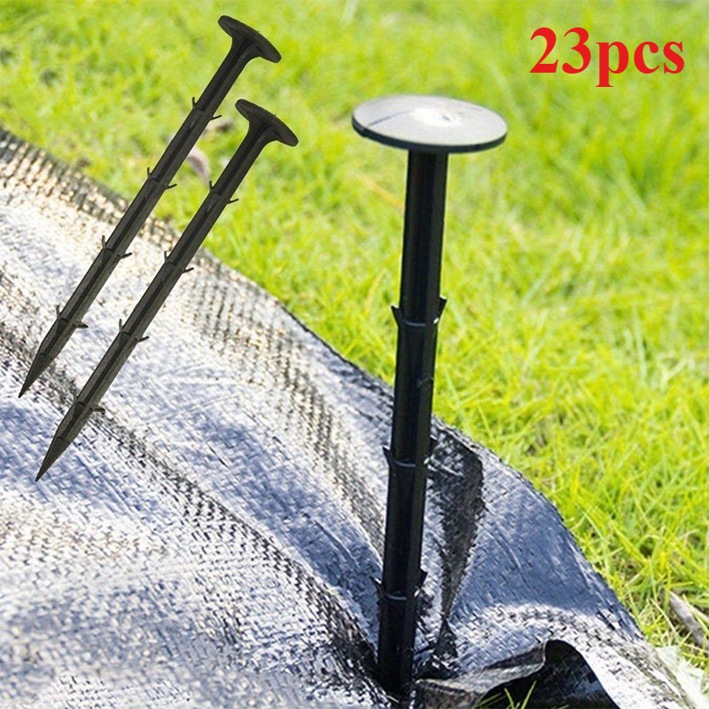 TEMU 23pcs Durable Plastic Garden Stakes For Securing Shade Nets, Weed Barriers, And Lawn Covers - Ideal For , Farms, And Greenhouses, Farm Additions