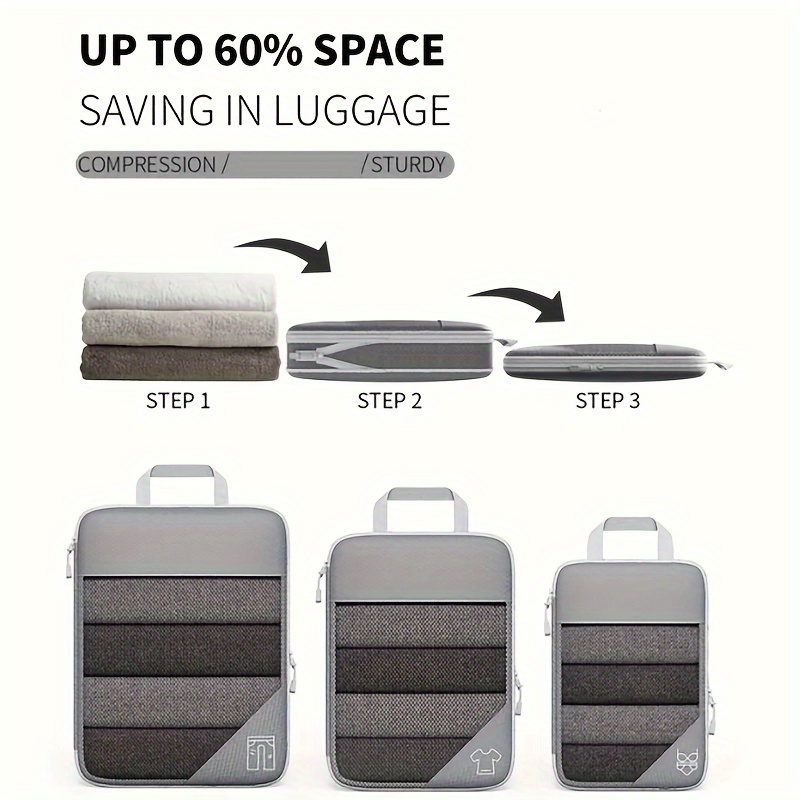 6pcs compression packing cubes set polyester travel luggage organizer accessories extensible storage bags suitcases non washable packing cube set polyester packing cubes travel gear Product details 2