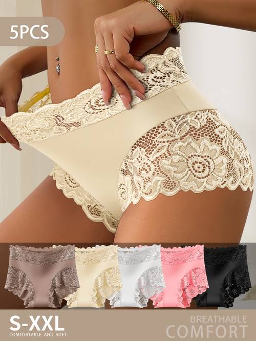 5 pack womens lace underwear design with elegant lace trim soft and breathable fabric for stretch xxl casual attire parties and romantic occasions