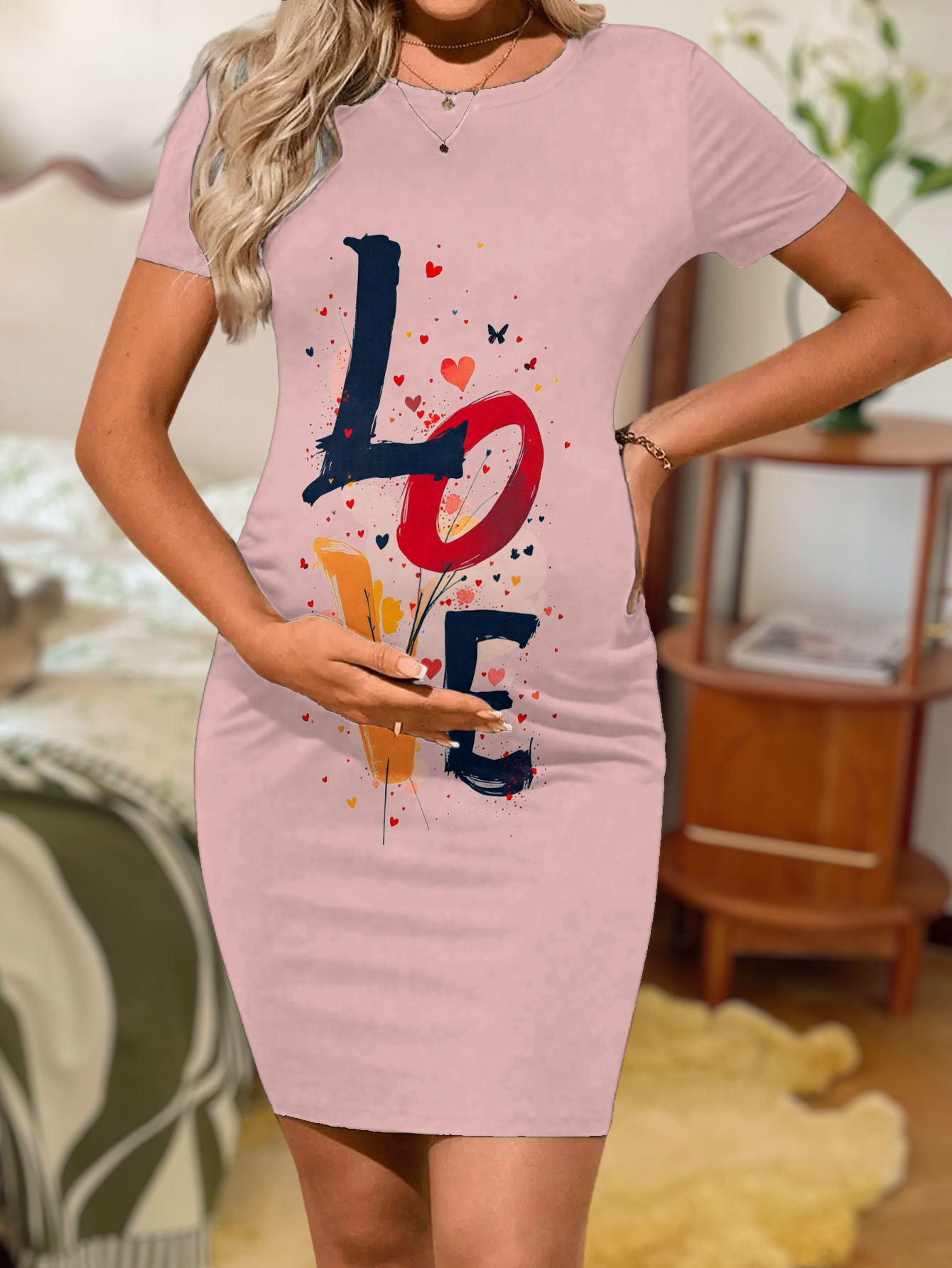slim fit dress slacks Angel Maternity Blue Maternity Summer Dress main image 1