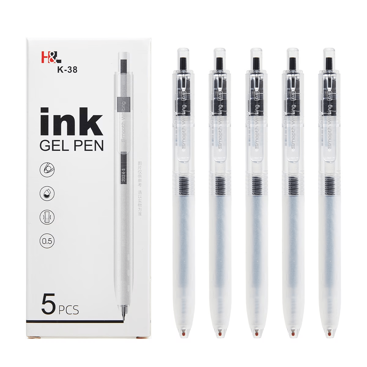 TEMU 5pcs Retractable Neutral Pens For Nurses, Doctors, And Students, Black/blue Ink, Marking, Minimalist Office Stationery, Exam Practice Pen, 0.5mm
