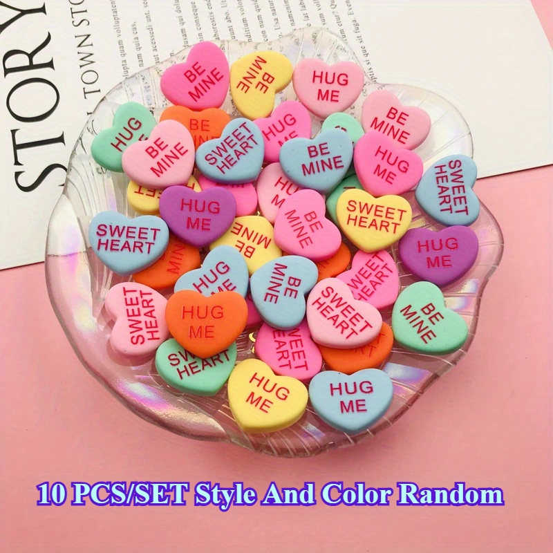 E-shop 10/20 Stück Harz-Pastellfarbene Gesprächsherzen geeignet für Basteln, Scrapbooking, Schmuckzubehör DIY, Bonsai-Oberflächenverkleidung