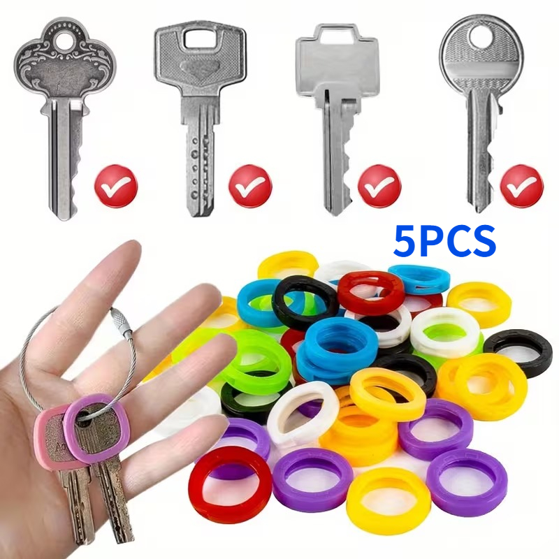 5pcs, Keychain Protective Cover, Unisex Style, Practical Keycap, Keyring, Mixed Colors, Ideal Practical Key Accessory Random Color