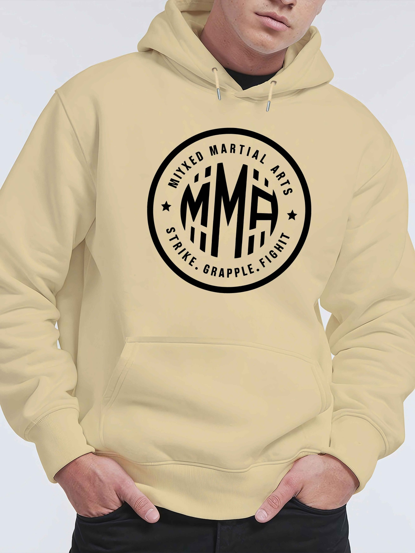 *'s Graphic Hoodie Oversized Polyester Sweatshirt with MMA Emblem,  Casual Long Sleeve for Autumn and Wint