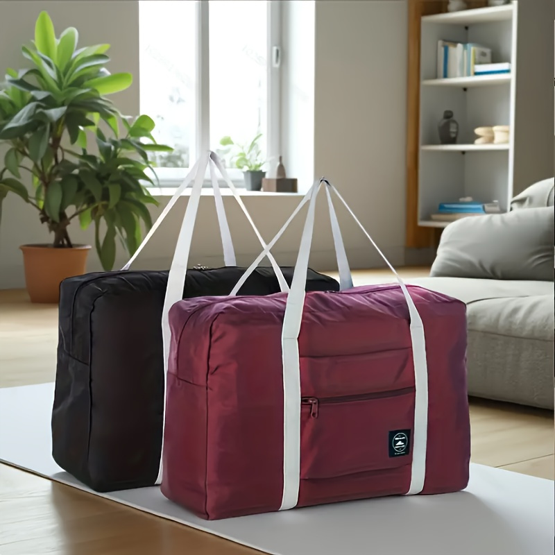 TEMU 2pcs Portable, Foldable, Lightweight, Large Capacity Short Distance Travel Bag, Sports Fitness Bag, Lightweight Carry-on Handbag, Air Travel