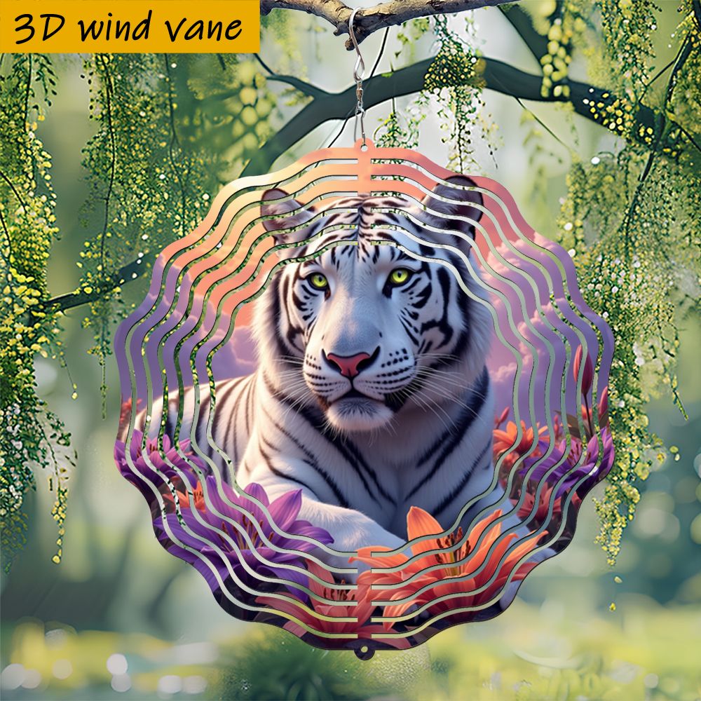 TEMU 3d 1pc White 3d Multicolor Hollow Wind Chime Pendant Pattern 25.5cm/10in X 25.5cm/10in With Rotating Hook Wind Spinner Wind-powered Rotation